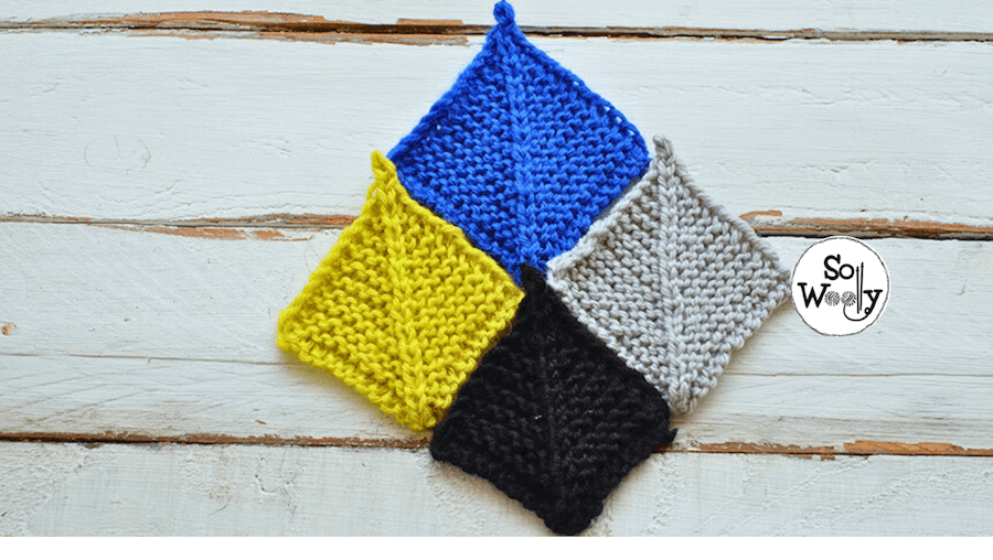 How to knit Mitered Squares for beginners, step by step. So Woolly.