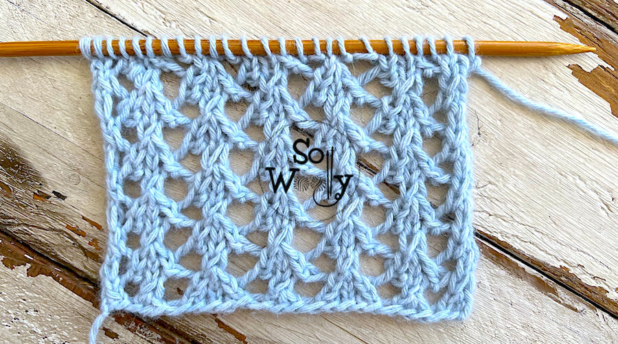 How to knit a Fancy Lace stitch pattern (4 rows only!). So Woolly.