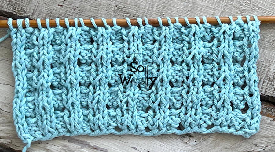 How to knit the Bubble Rib stitch (wrong side of the work). So Woolly.