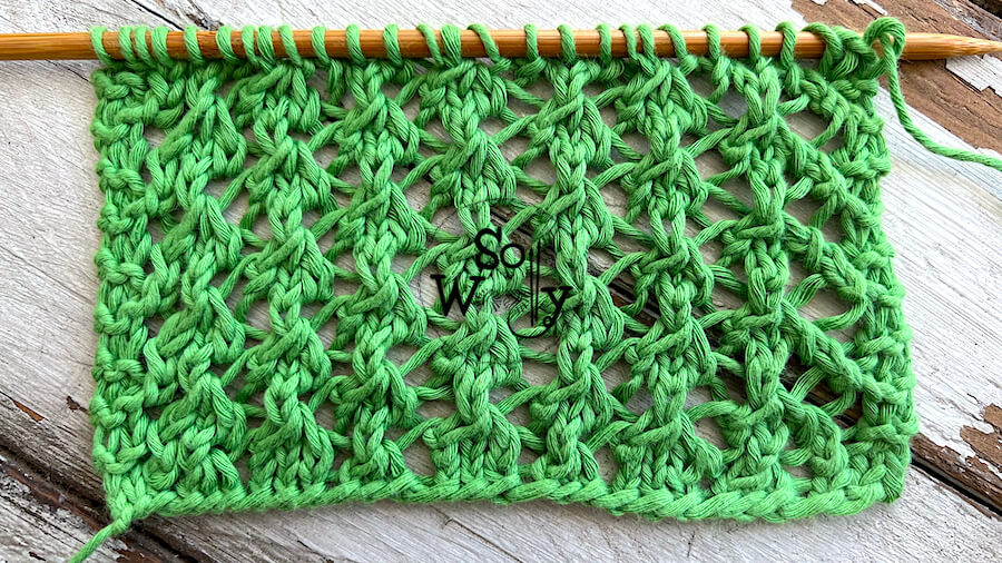 How to knit the Rose stitch (easy lace in four rows). So Woolly.
