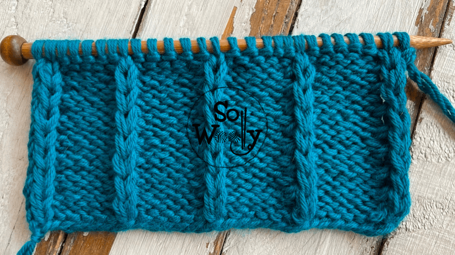 How to knit the Embossed Braids stitch: A super easy two-row repeat pattern. So Woolly.