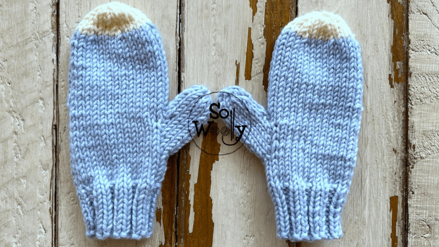 How to knit Easy Mittens for beginners in 3 sizes: Toddler, child, and woman. (written pattern and video tutorial). So Woolly.