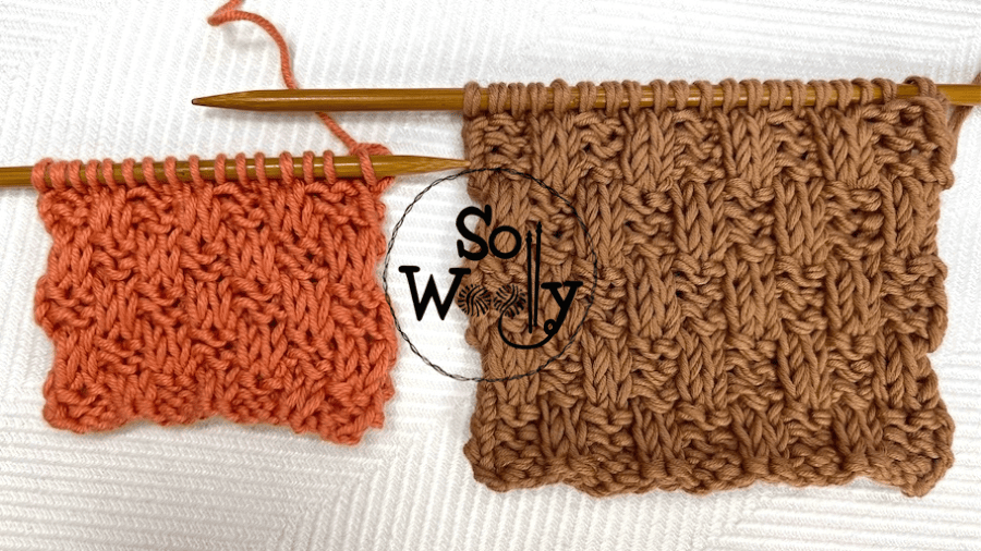 How to knit the Basketweave stitch pattern (2 versions), step by step. So Woolly.