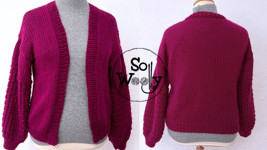 How to Knit Your First Cardigan, comfy, easy and quick! (Free pattern and video tutorial). So Woolly. 