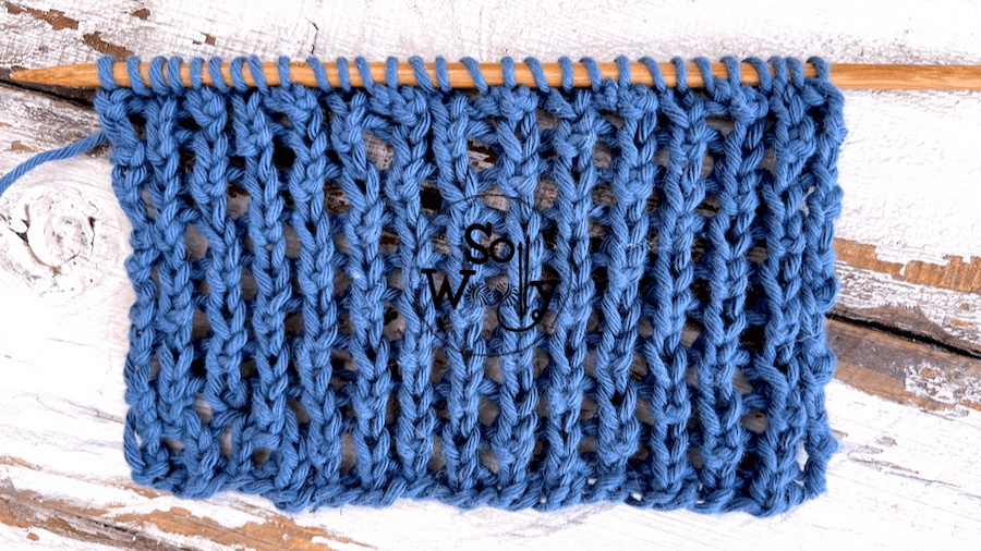 How to knit an easy reversible four-row repeat lace stitch pattern. So Woolly