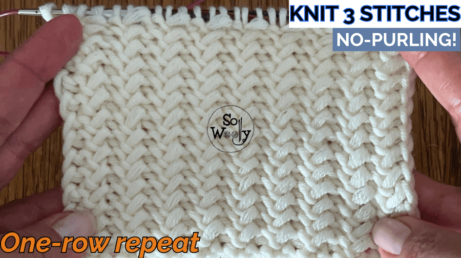 Knit 3 stitches one row