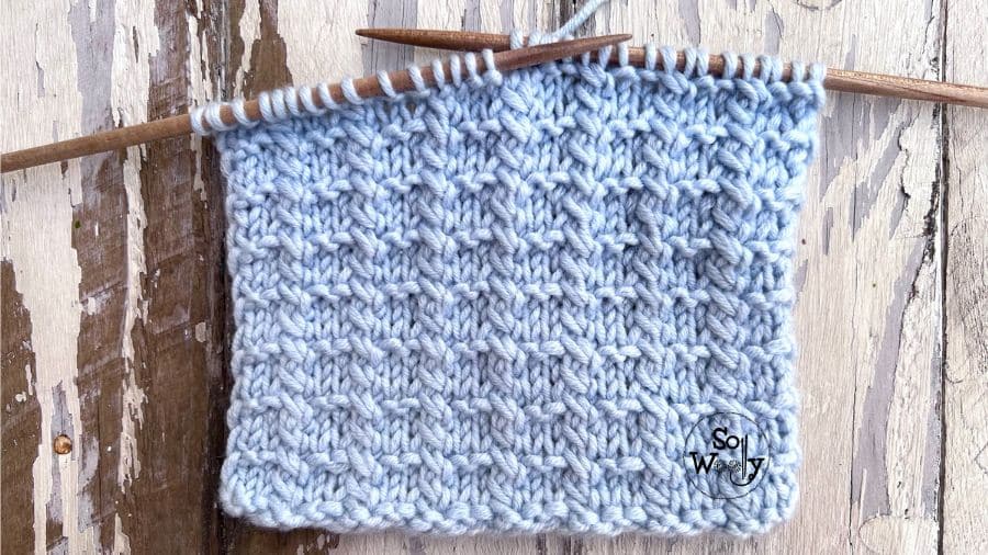 twisted waffle stitch knitting