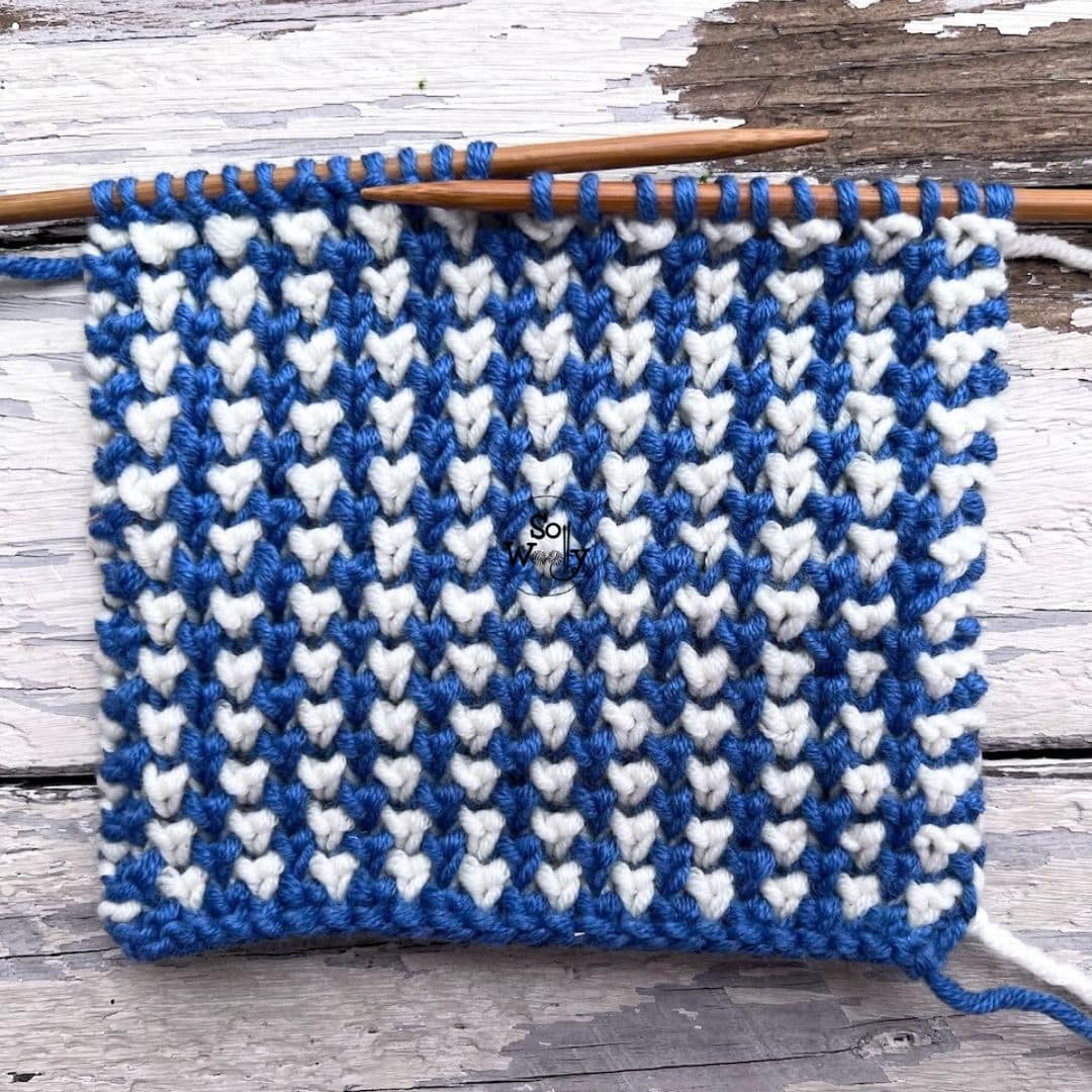 Knit Two Color Pattern Knitting With 2 Colors Made Easy: No-Purling Pattern + Video