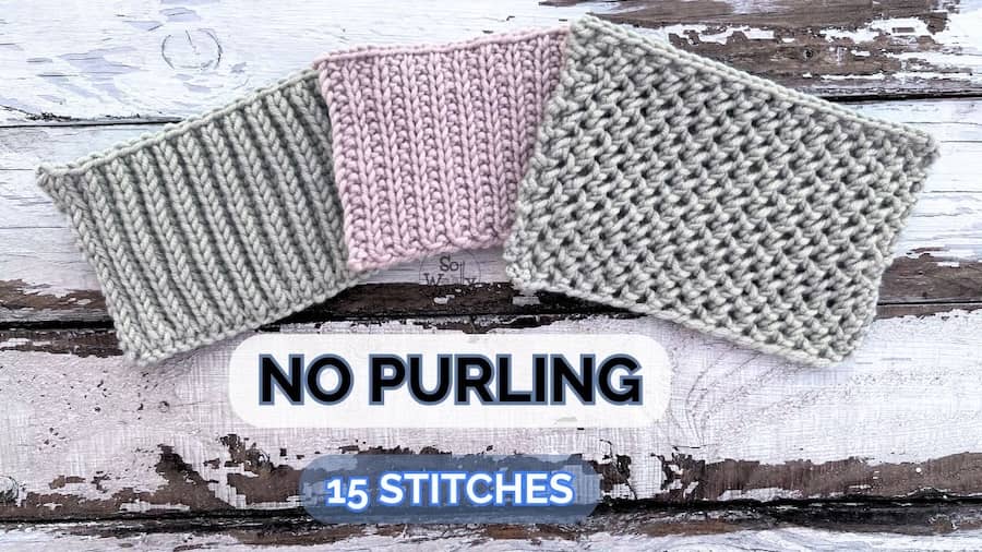 15 knitting stitches without purling
