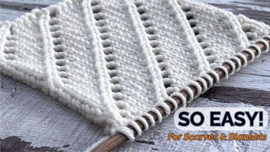 Diagonal Lace Stitch Knitting Pattern