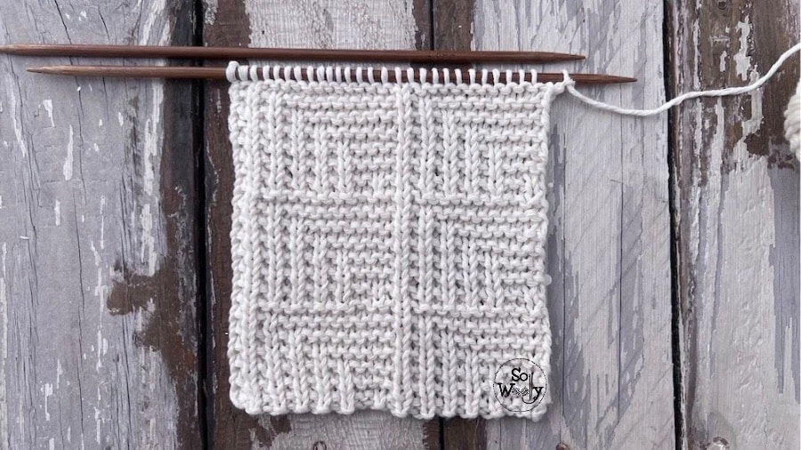 mitered square look stitch knit purl