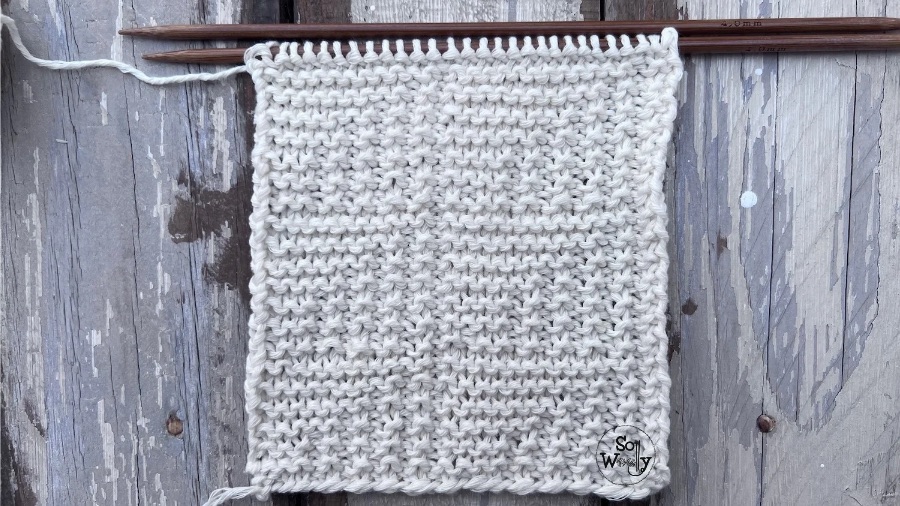 mitered square look stitch knitting